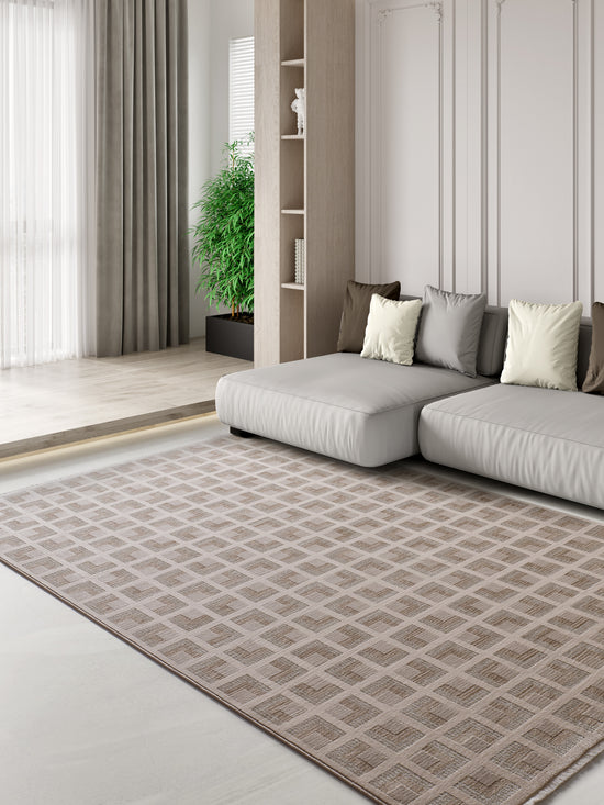 Tappeto moderno disegno geometrico varie misure colore beige - UN4014
