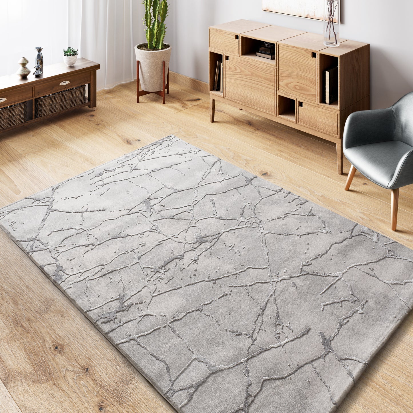 Tappeto disegno effetto marmo grigio - UN2073
