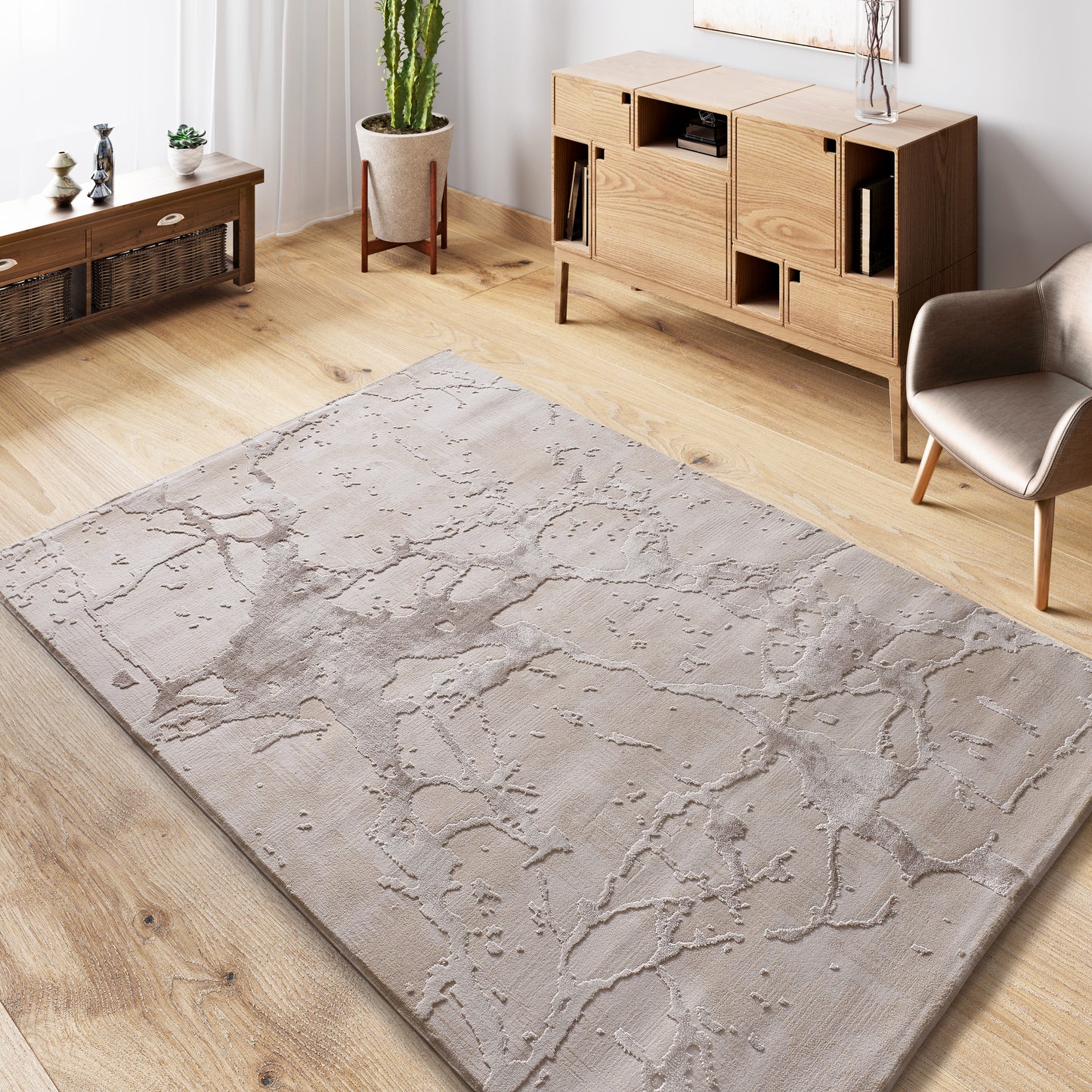Tappeto disegno effetto marmo beige - UN2074