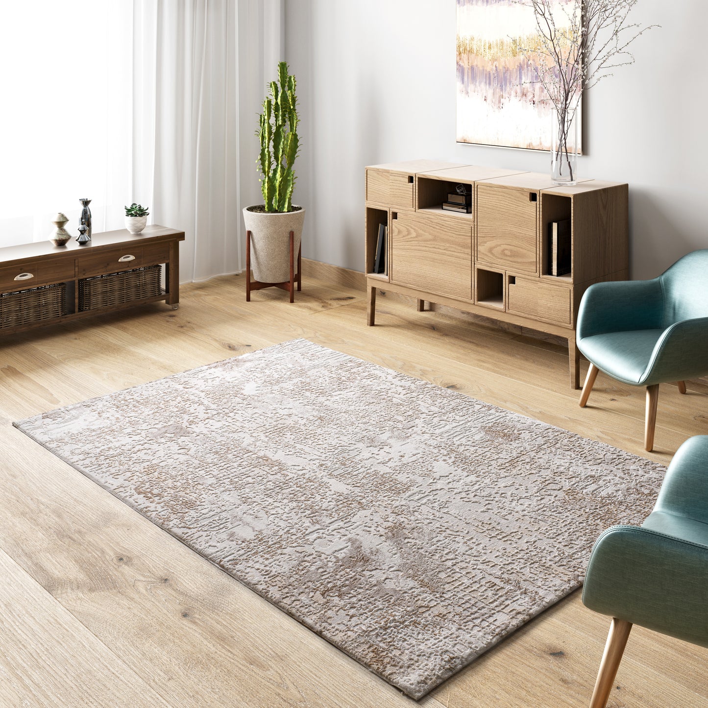 Tappeto disegno effetto pietra beige - UN2076