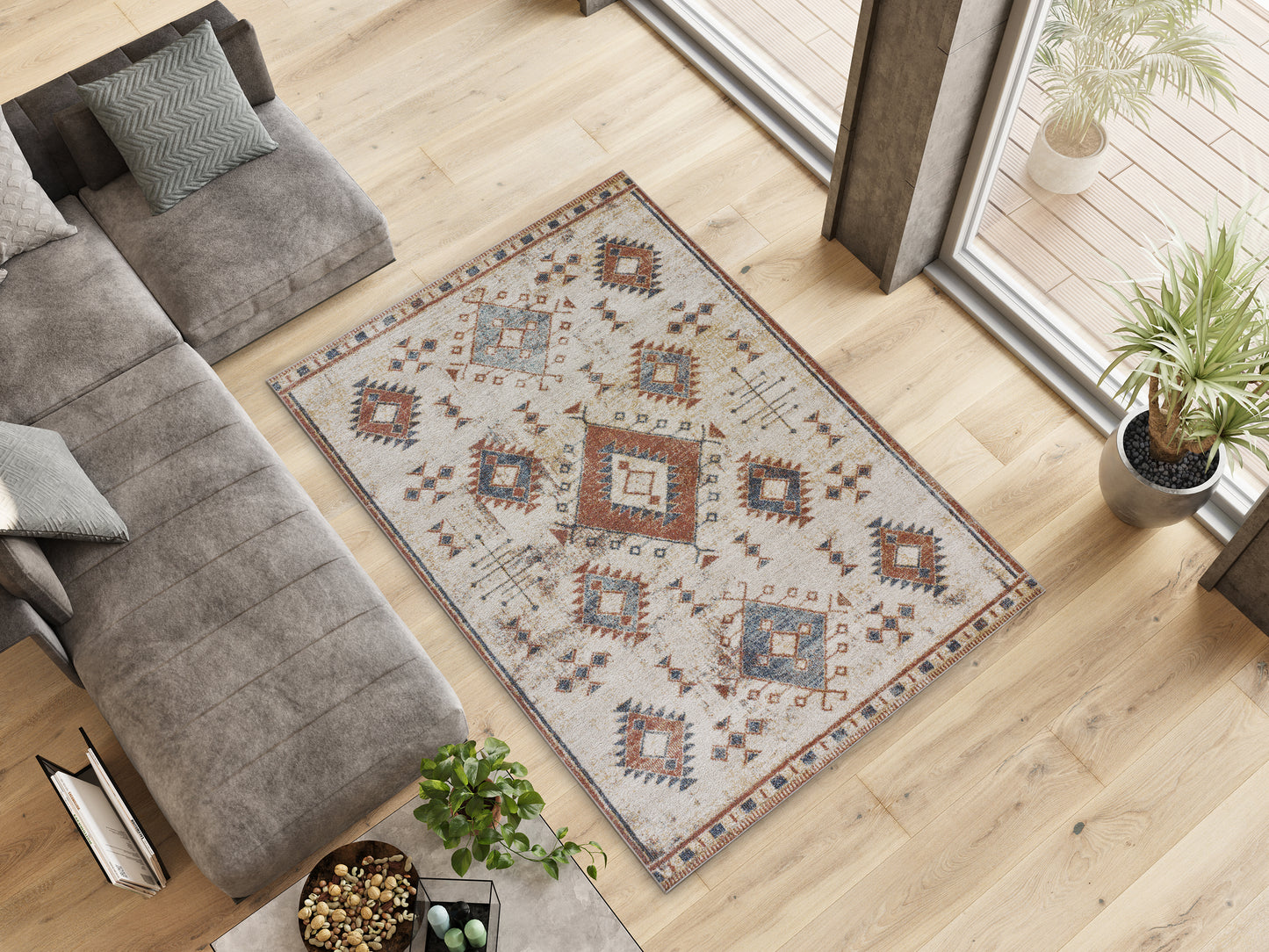 Tappeto tradizionale caucaso terracotta beige - UN5005