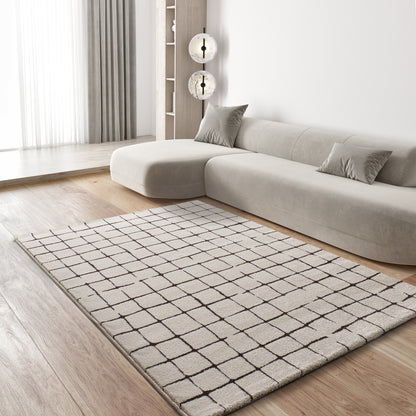 Tappeto design retrò moderno salotto bianco nero- UN2078