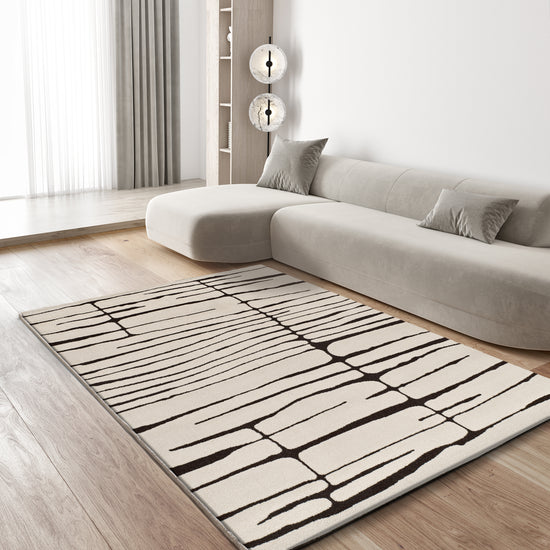Tappeto salotto retrò moderno bianco nero- UN2079