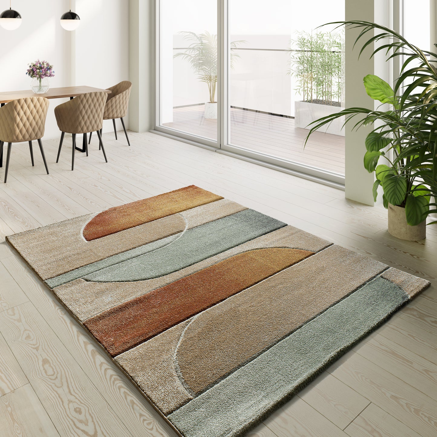 Tappeto d'arredo moderno colori naturali caldi - UN2080