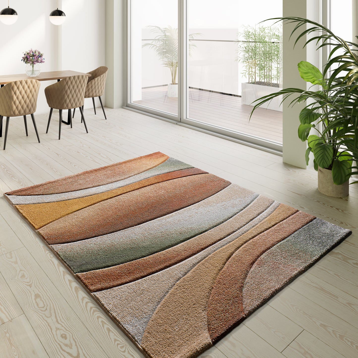 Tappeto soggiorno living moderno colori naturali caldi - UN2081