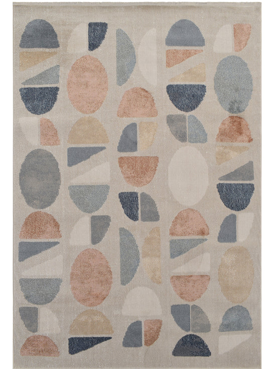 Tappeto lavabile per salotto moderno beige multicolore - VR7006