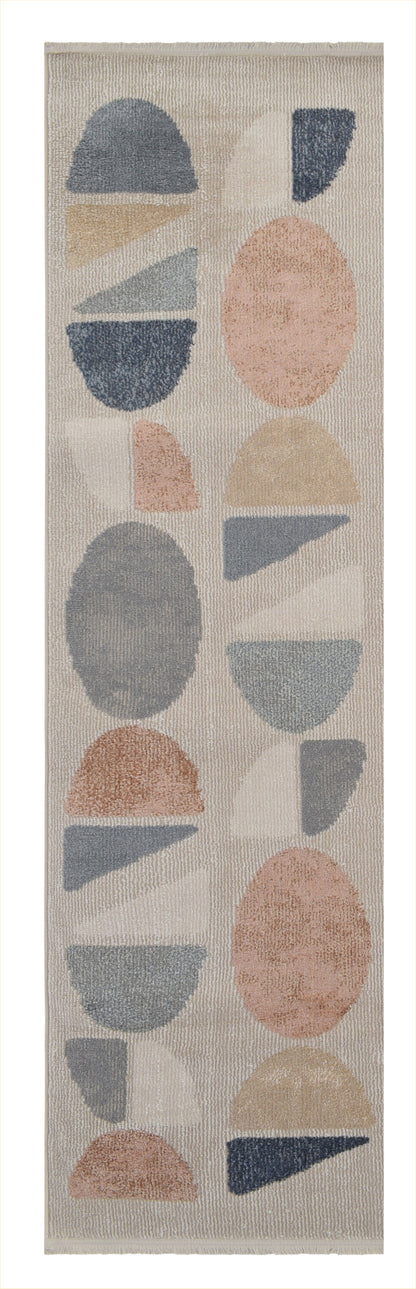 Tappeto lavabile per salotto moderno beige multicolore - VR7006