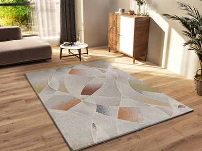 Tappeto soggiorno moderno colore crema beige terracotta- UN2097