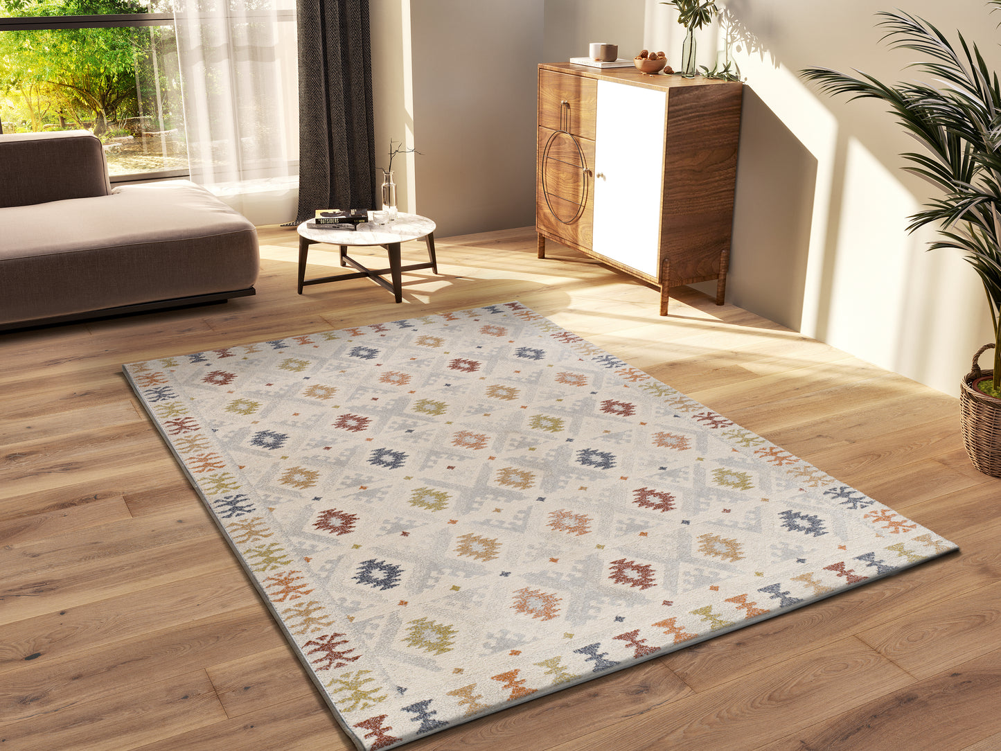 Tappeto etnico moderno colore crema beige terracotta- UN2098