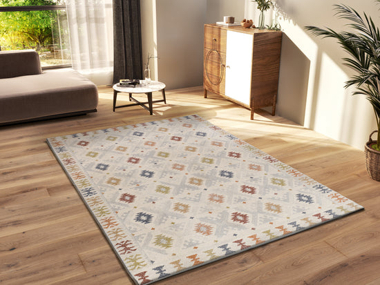 Tappeto etnico moderno colore crema beige terracotta- UN2098