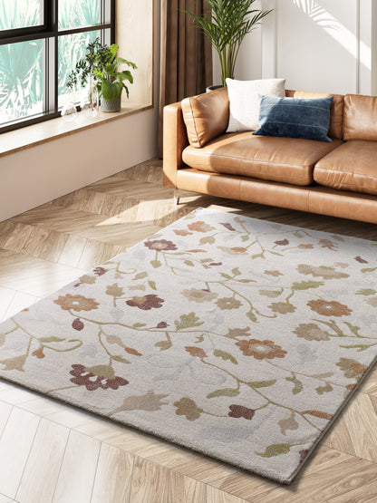 Tappeto floreale moderno colore crema beige terracotta- UN2099