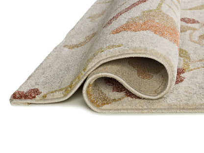 Tappeto floreale moderno colore crema beige terracotta- UN2099
