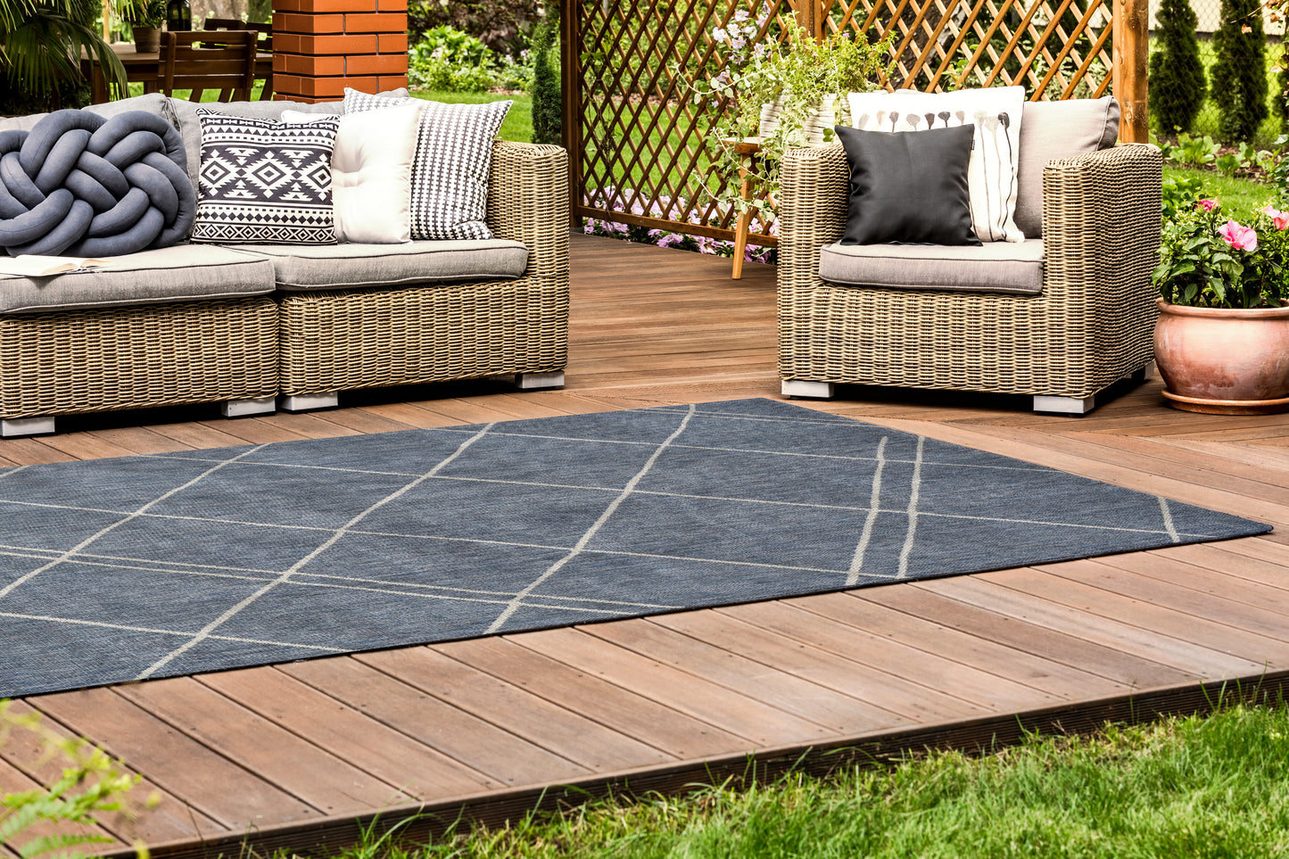 Tappeto outdoor azzurro per balcone terrazzo veranda - VR1007
