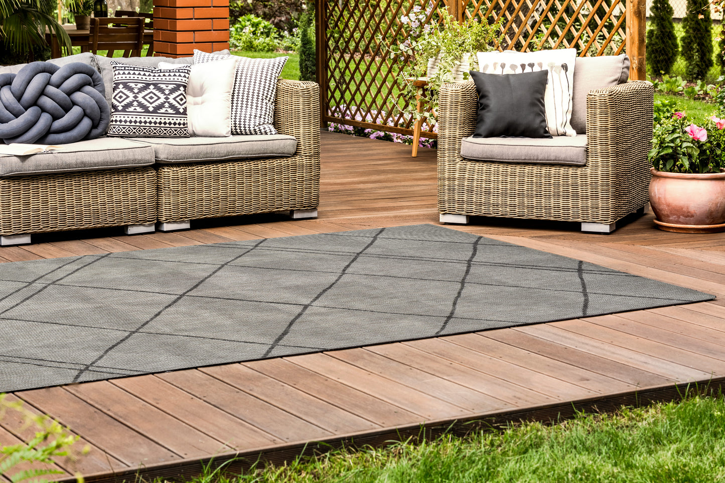 Tappeto outdoor grigio per balcone terrazzo veranda - VR1005