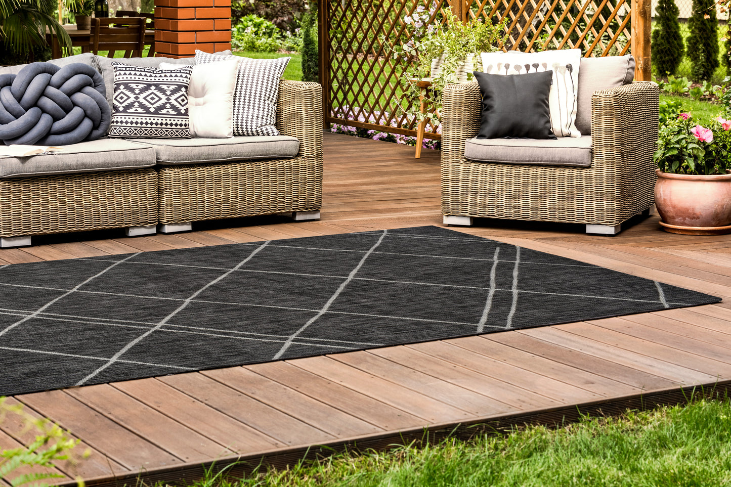 Tappeto outdoor grigio scuro per balcone terrazzo veranda - VR1006
