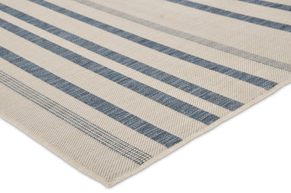 Tappeto disegno a righe avorio azzurro per  esterni balcone terrazzo - VR1001