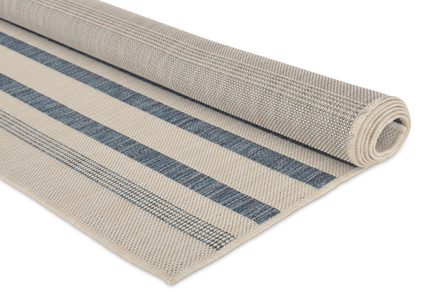 Tappeto disegno a righe avorio azzurro per  esterni balcone terrazzo - VR1001